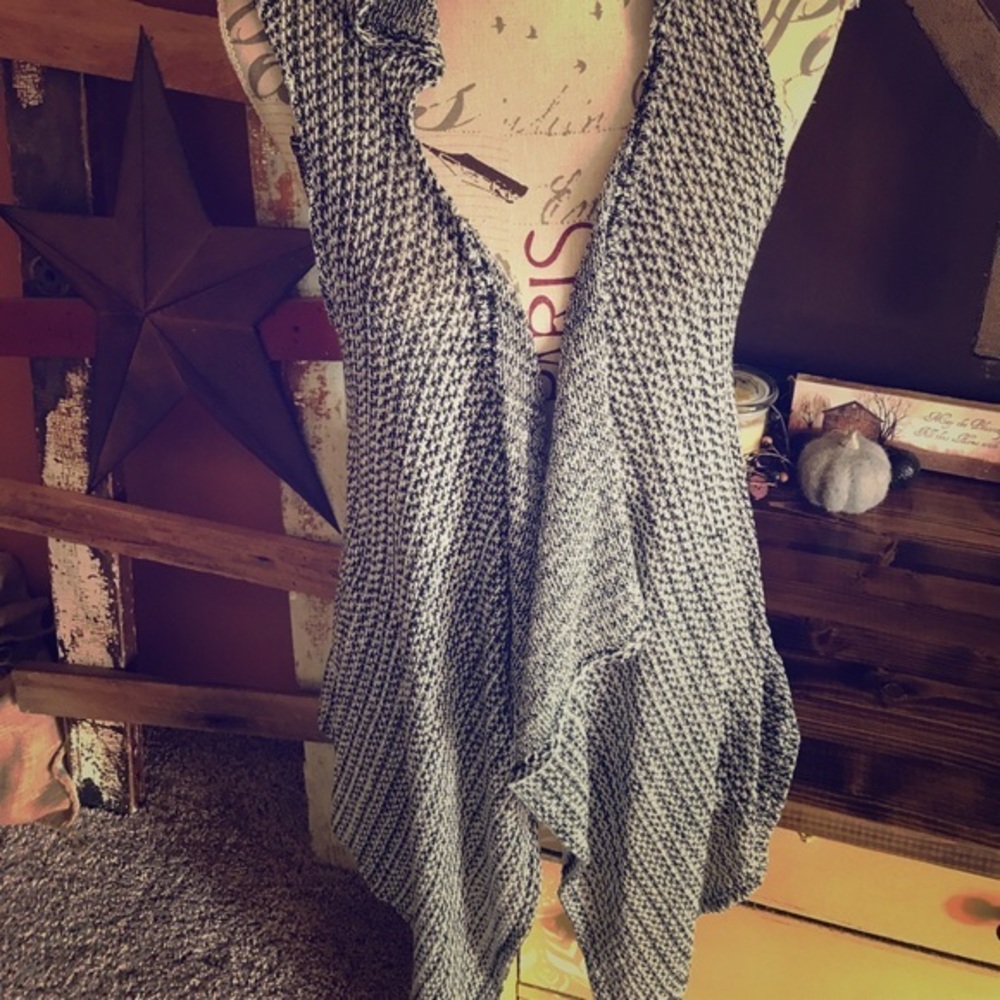 Living Doll Asymmetric Knit Hooded Cardigan Small